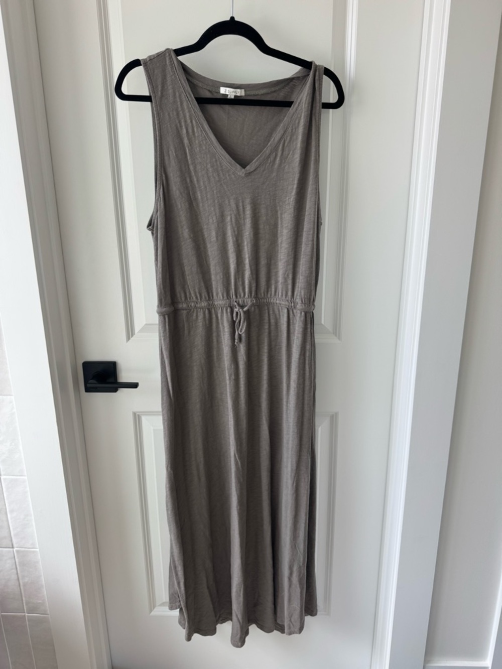 Z Supply Sleeveless V-Neck Drawstring Maxi Dress in Taupe